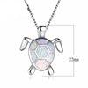 White Opal Turtle Pendant & Necklace - Jewelry necklaces opal turtles
