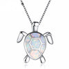 White Opal Turtle Pendant & Necklace - Jewelry necklaces opal turtles