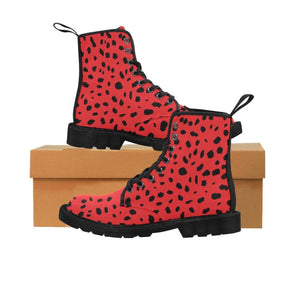 Womens Canvas Ankle Boots - Custom Cheetah Pattern - Red Cheetah / US6.5 - Footwear ankle boots boots cheetahs