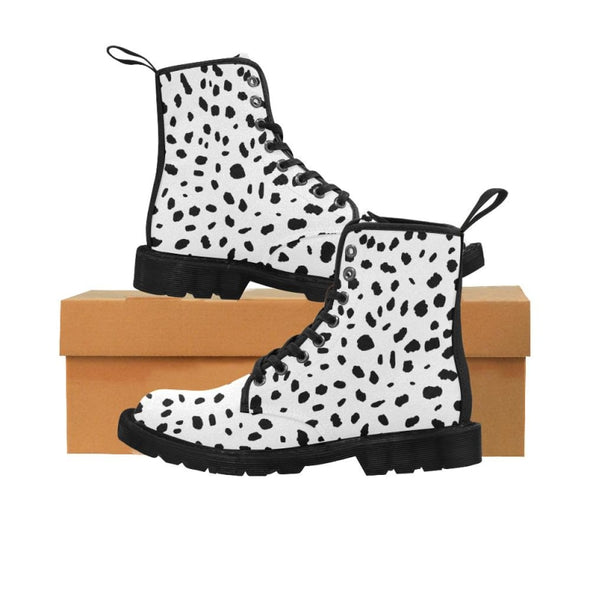Womens Canvas Ankle Boots - Custom Cheetah Pattern - White Cheetah / US6.5 - Footwear ankle boots boots cheetahs