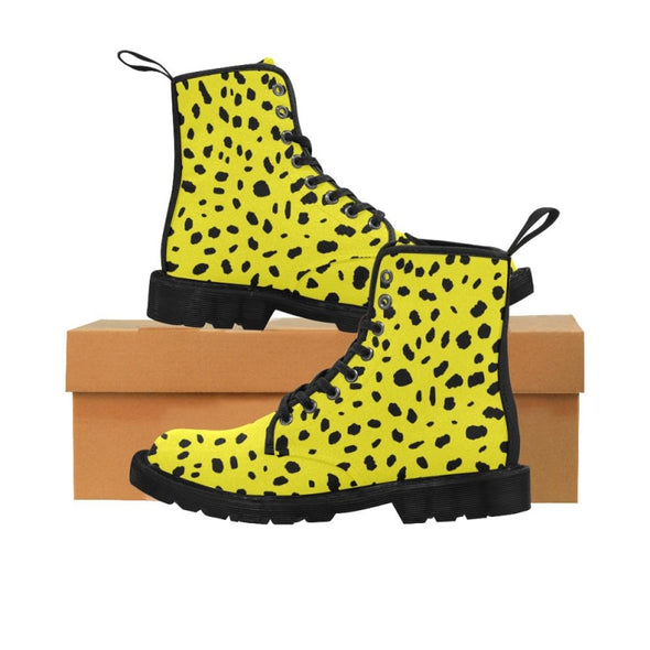 Womens Canvas Ankle Boots - Custom Cheetah Pattern - Yellow Cheetah / US6.5 - Footwear ankle boots boots cheetahs