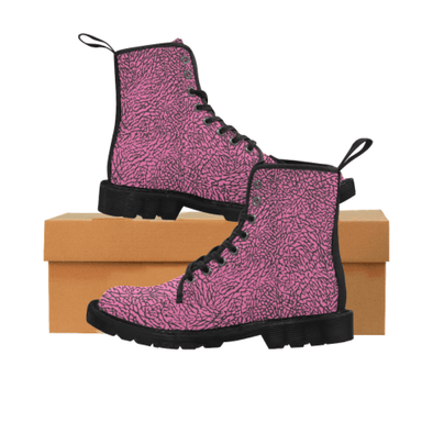 Womens Canvas Ankle Boots - Custom Elephant Pattern - Hot Pink Elephant / Us6.5 - Footwear Ankle Boots Boots Elephants
