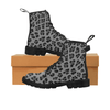 Womens Canvas Ankle Boots - Custom Leopard Pattern - Gray Leopard / Us6.5 - Footwear Ankle Boots Big Cats Boots Leopards