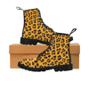Womens Canvas Ankle Boots - Custom Leopard Pattern - Orange Leopard / Us6.5 - Footwear Ankle Boots Big Cats Boots Leopards