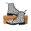 Womens Canvas Ankle Boots - Custom Leopard Pattern - White Leopard / Us6.5 - Footwear Ankle Boots Big Cats Boots Leopards