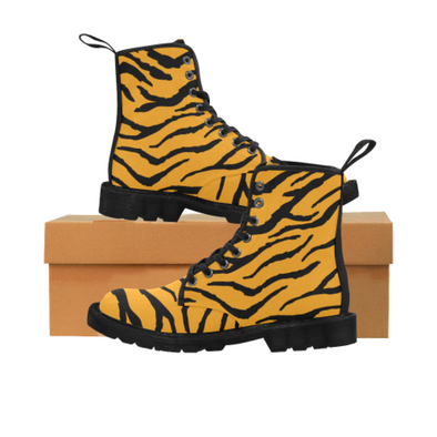 Womens Canvas Ankle Boots - Custom Tiger Pattern - US6.5 / Orange Tiger - Footwear ankle boots big cats boots tigers