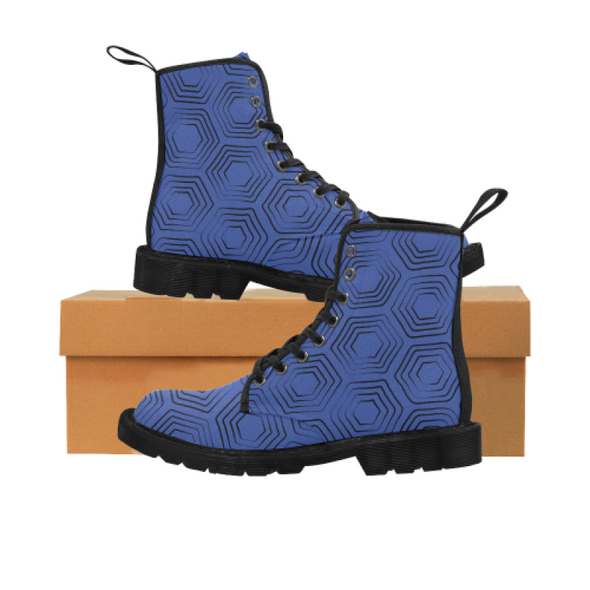 Womens Canvas Ankle Boots - Custom Turtle Pattern - Blue Turtle / US6.5 - Footwear ankle boots boots turtles