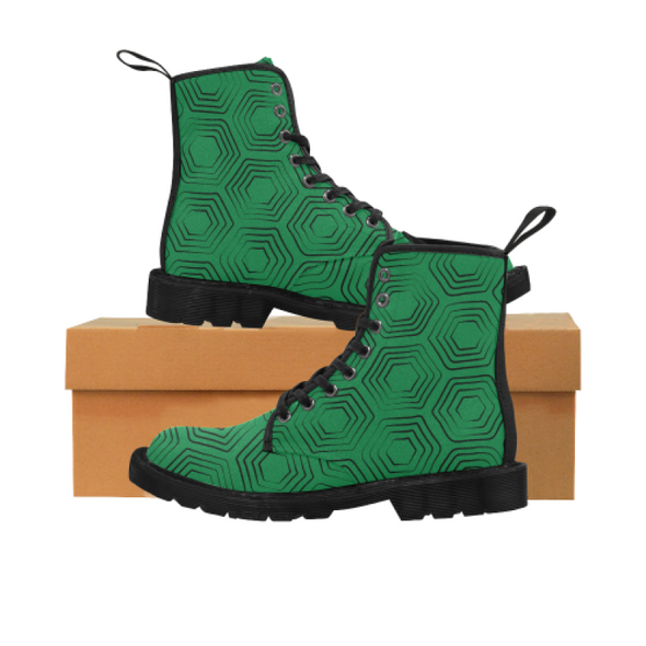 Womens Canvas Ankle Boots - Custom Turtle Pattern - Green Turtle / US6.5 - Footwear ankle boots boots turtles