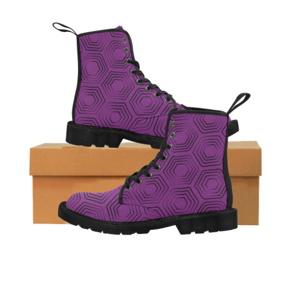 Womens Canvas Ankle Boots - Custom Turtle Pattern - Purple Turtle / US6.5 - Footwear ankle boots boots turtles
