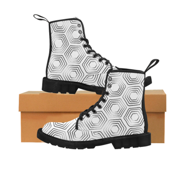 Womens Canvas Ankle Boots - Custom Turtle Pattern - White Turtle / US6.5 - Footwear ankle boots boots turtles