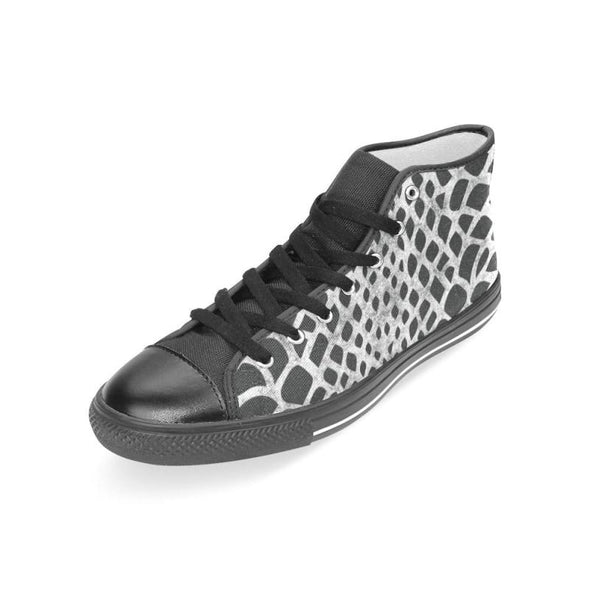 Womens Chucks High Top Sneakers - Custom Chalkboard Animal Patterns - Black - Footwear Big Cats Cheetahs Chucks Sneakers Giraffes Hot New
