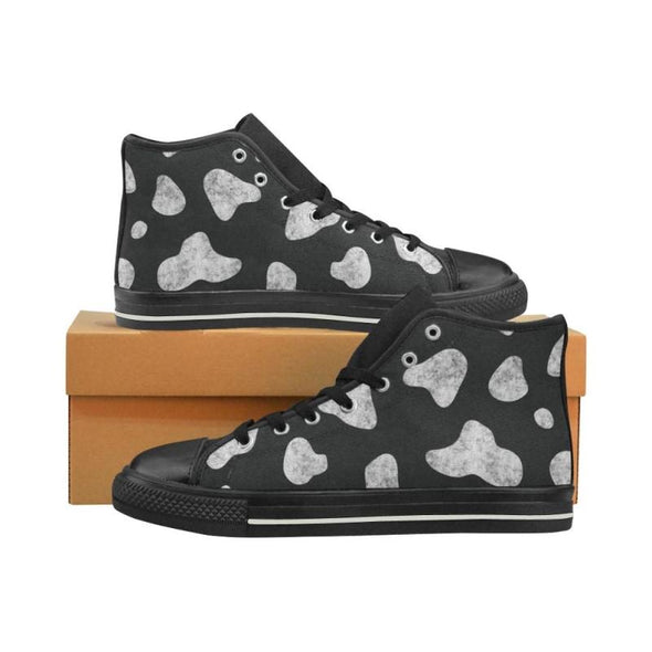 Womens Chucks High Top Sneakers - Custom Chalkboard Animal Patterns - Black - Cow / Us6 - Footwear Big Cats Cheetahs Chucks Sneakers