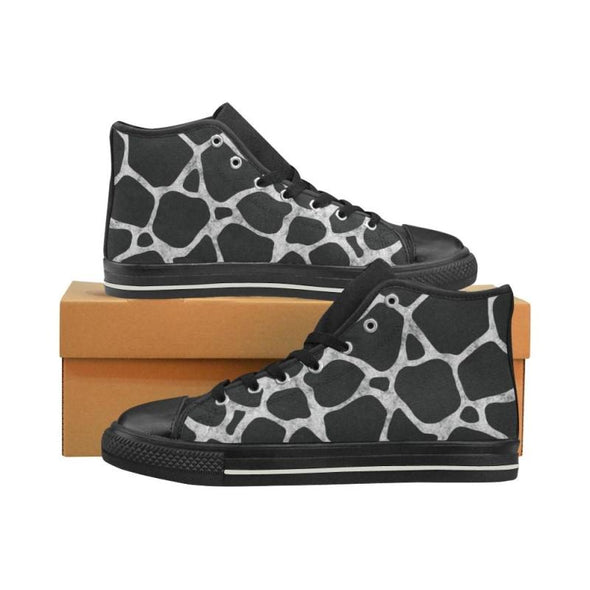 Womens Chucks High Top Sneakers - Custom Chalkboard Animal Patterns - Black - Black Giraffe / Us6 - Footwear Big Cats Cheetahs Chucks