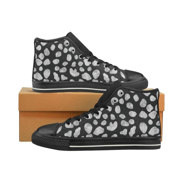 Womens Chucks High Top Sneakers - Custom Chalkboard Animal Patterns - Black - Black Leopard / Us6 - Footwear Big Cats Cheetahs Chucks