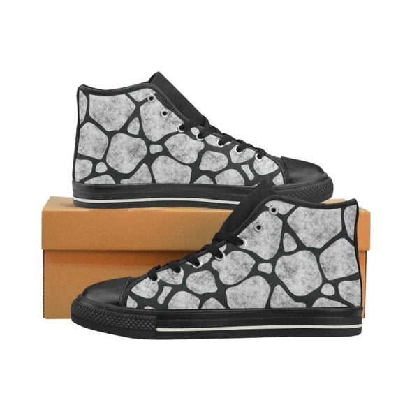 Womens Chucks High Top Sneakers - Custom Chalkboard Animal Patterns - Black - White Giraffe / Us6 - Footwear Big Cats Cheetahs Chucks
