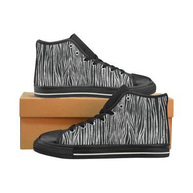 Womens Chucks High Top Sneakers - Custom Chalkboard Animal Patterns - Black - Black Zebra / Us6 - Footwear Big Cats Cheetahs Chucks Sneakers