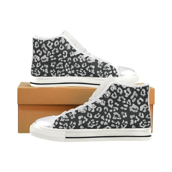 Womens Chucks High Top Sneakers - Custom Chalkboard Animal Patterns - White - Black Jaguar / Us6 - Footwear Big Cats Cheetahs Chucks