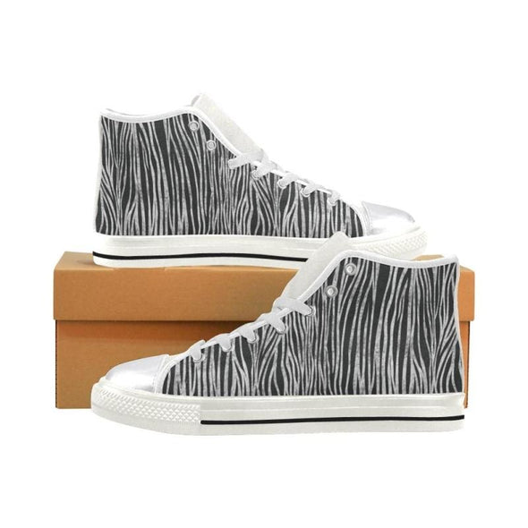 Womens Chucks High Top Sneakers - Custom Chalkboard Animal Patterns - White - Black Zebra / Us6 - Footwear Big Cats Cheetahs Chucks Sneakers