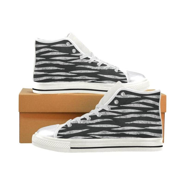 Womens Chucks High Top Sneakers - Custom Chalkboard Animal Patterns - White - Tiger / Us6 - Footwear Big Cats Cheetahs Chucks Sneakers