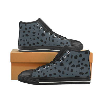 Womens Chucks High Top Sneakers - Custom Cheetah Pattern - Charcoal Cheetah / Us6 - Footwear Big Cats Cheetahs Chucks Sneakers Sneakers