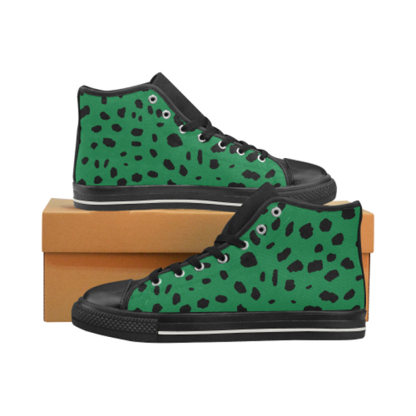 Womens Chucks High Top Sneakers - Custom Cheetah Pattern - Green Cheetah / Us6 - Footwear Big Cats Cheetahs Chucks Sneakers Sneakers