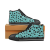 Womens Chucks High Top Sneakers - Custom Cheetah Pattern - Turquoise Cheetah / Us6 - Footwear Big Cats Cheetahs Chucks Sneakers Sneakers