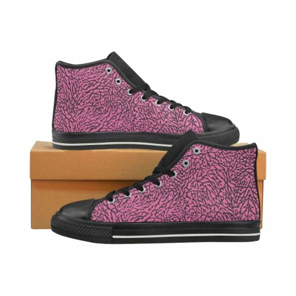 Womens Chucks High Top Sneakers - Custom Elephant Pattern - Hot Pink Elephant / US6 - Footwear elephants sneakers