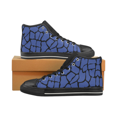 Womens Chucks High Top Sneakers - Custom Giraffe Pattern w/Black Background - Blue Giraffe / US6 - Footwear chucks sneakers giraffes