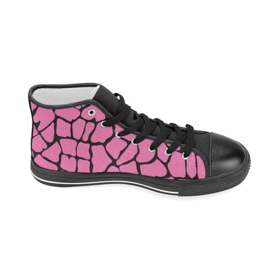 Womens Chucks High Top Sneakers - Custom Giraffe Pattern w/Black Background - Footwear chucks sneakers giraffes sneakers
