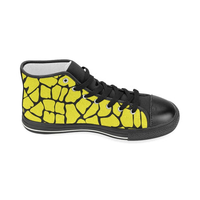 Womens Chucks High Top Sneakers - Custom Giraffe Pattern w/Black Background - Footwear chucks sneakers giraffes sneakers