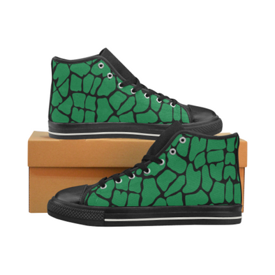 Womens Chucks High Top Sneakers - Custom Giraffe Pattern w/Black Background - Green Giraffe / US6 - Footwear chucks sneakers giraffes