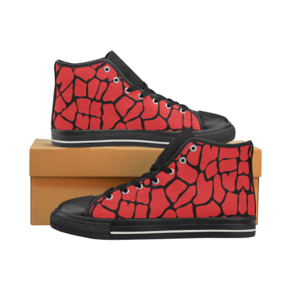 Womens Chucks High Top Sneakers - Custom Giraffe Pattern w/Black Background - Red Giraffe / US6 - Footwear chucks sneakers giraffes sneakers