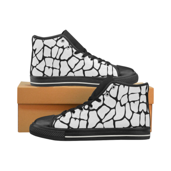 Womens Chucks High Top Sneakers - Custom Giraffe Pattern w/Black Background - White Giraffe / US6 - Footwear chucks sneakers giraffes