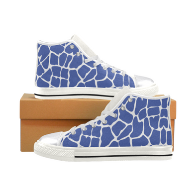 Womens Chucks High Top Sneakers - Custom Giraffe Pattern w/White Background - Blue Giraffe / US6 - Footwear chucks sneakers giraffes