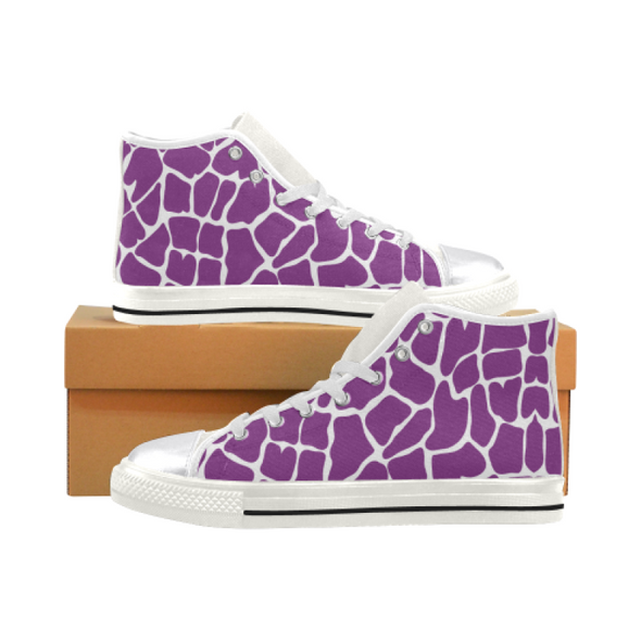 Womens Chucks High Top Sneakers - Custom Giraffe Pattern w/White Background - Purple Giraffe / US6 - Footwear chucks sneakers giraffes