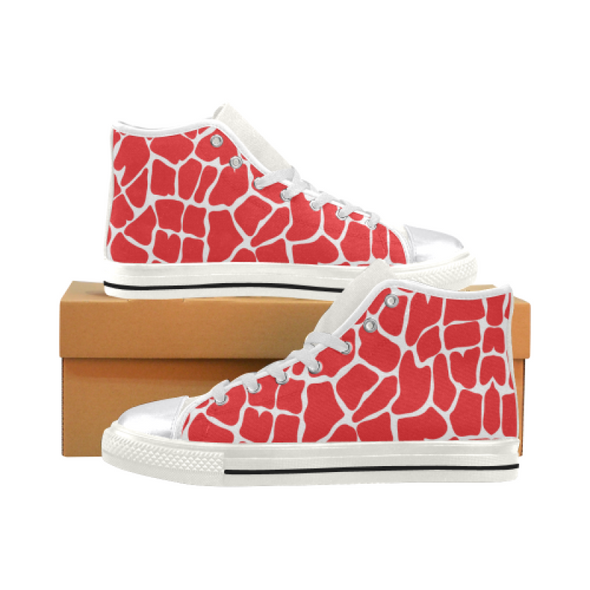 Womens Chucks High Top Sneakers - Custom Giraffe Pattern w/White Background - Red Giraffe / US6 - Footwear chucks sneakers giraffes sneakers