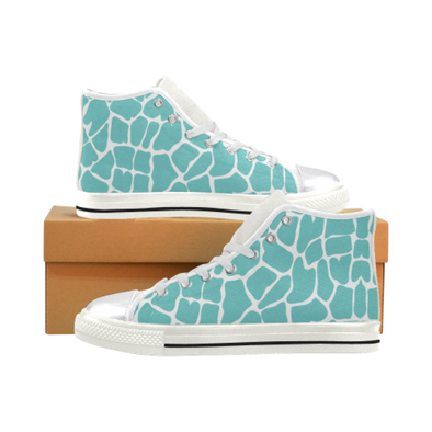 Womens Chucks High Top Sneakers - Custom Giraffe Pattern w/White Background - Turquoise Giraffe / US6 - Footwear chucks sneakers giraffes