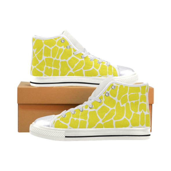 Womens Chucks High Top Sneakers - Custom Giraffe Pattern w/White Background - Yellow Giraffe / US6 - Footwear chucks sneakers giraffes