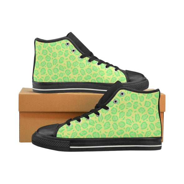 Womens Chucks High Top Sneakers - Custom Jaguar Pattern - US6 / Woman / Yellow Green Jaguar - Footwear big cats chucks sneakers jaguars
