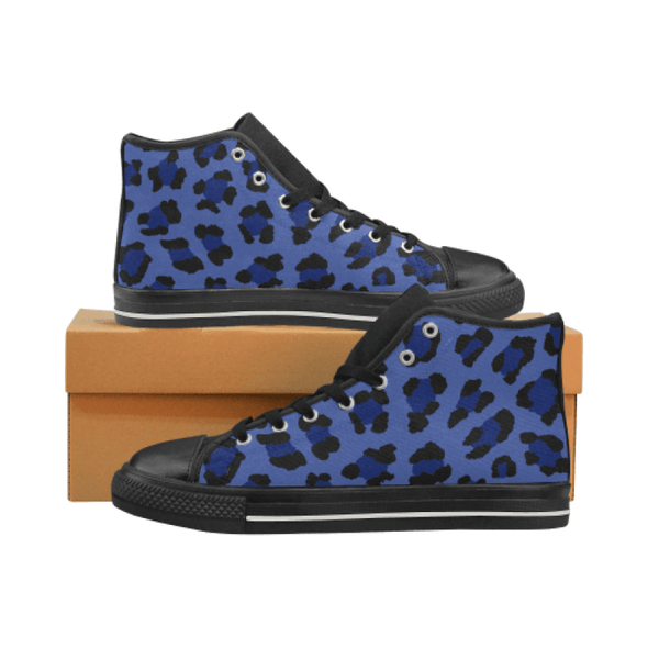 Womens Chucks High Top Sneakers - Custom Leopard Pattern - Blue Leopard / Us6 - Footwear Big Cats Chucks Sneakers Leopards Sneakers