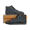 Womens Chucks High Top Sneakers - Custom Leopard Pattern - Charcoal Leopard / Us6 - Footwear Big Cats Chucks Sneakers Leopards Sneakers