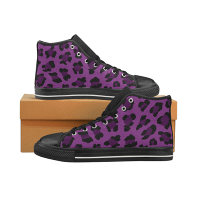 Womens Chucks High Top Sneakers - Custom Leopard Pattern - Purple Leopard / Us6 - Footwear Big Cats Chucks Sneakers Leopards Sneakers