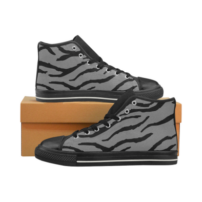 Womens Chucks High Top Sneakers - Custom Tiger Pattern - Gray Tiger / US6 - Footwear big cats chucks sneakers sneakers tigers