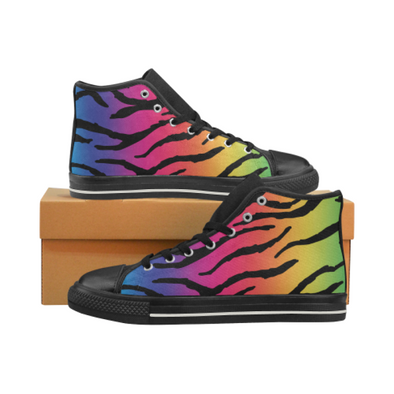 Womens Chucks High Top Sneakers - Custom Tiger Pattern - Rainbow Tiger / US6 - Footwear big cats chucks sneakers sneakers tigers
