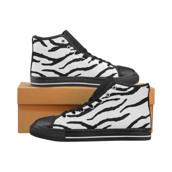 Womens Chucks High Top Sneakers - Custom Tiger Pattern - White Tiger / US6 - Footwear big cats chucks sneakers sneakers tigers