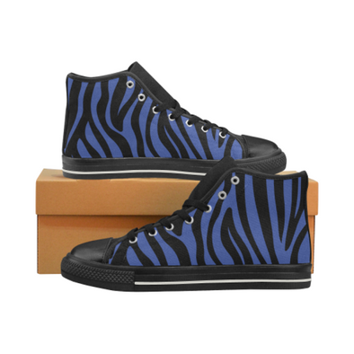 Womens Chucks High Top Sneakers - Custom Zebra Pattern w/Black Background - Blue Zebra / US6 - Footwear chucks sneakers sneakers zebras