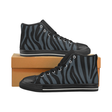 Womens Chucks High Top Sneakers - Custom Zebra Pattern w/Black Background - Charcoal Zebra / US6 - Footwear chucks sneakers sneakers zebras