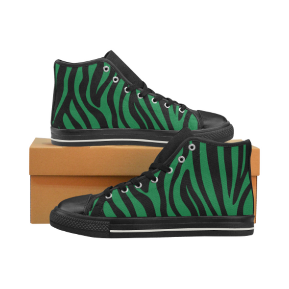 Womens Chucks High Top Sneakers - Custom Zebra Pattern w/Black Background - Green Zebra / US6 - Footwear chucks sneakers sneakers zebras
