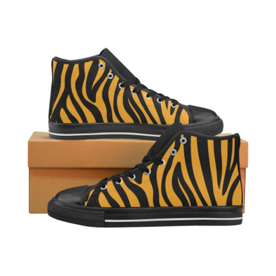 Womens Chucks High Top Sneakers - Custom Zebra Pattern w/Black Background - Orange Zebra / US6 - Footwear chucks sneakers sneakers zebras