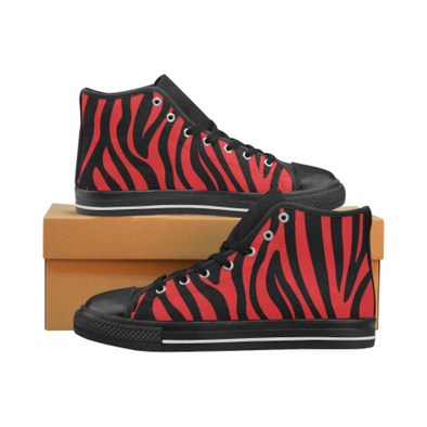 Womens Chucks High Top Sneakers - Custom Zebra Pattern w/Black Background - Red Zebra / US6 - Footwear chucks sneakers sneakers zebras